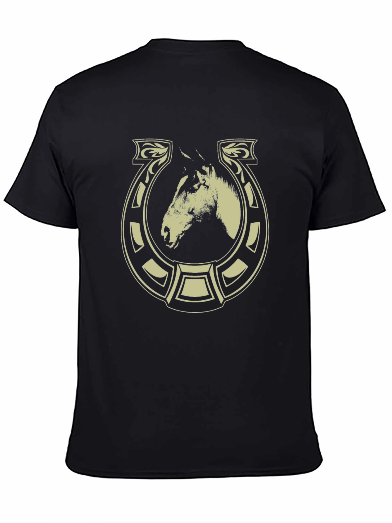 Horse Horseshoe Graphic Tee - Black Cotton T-Shirt