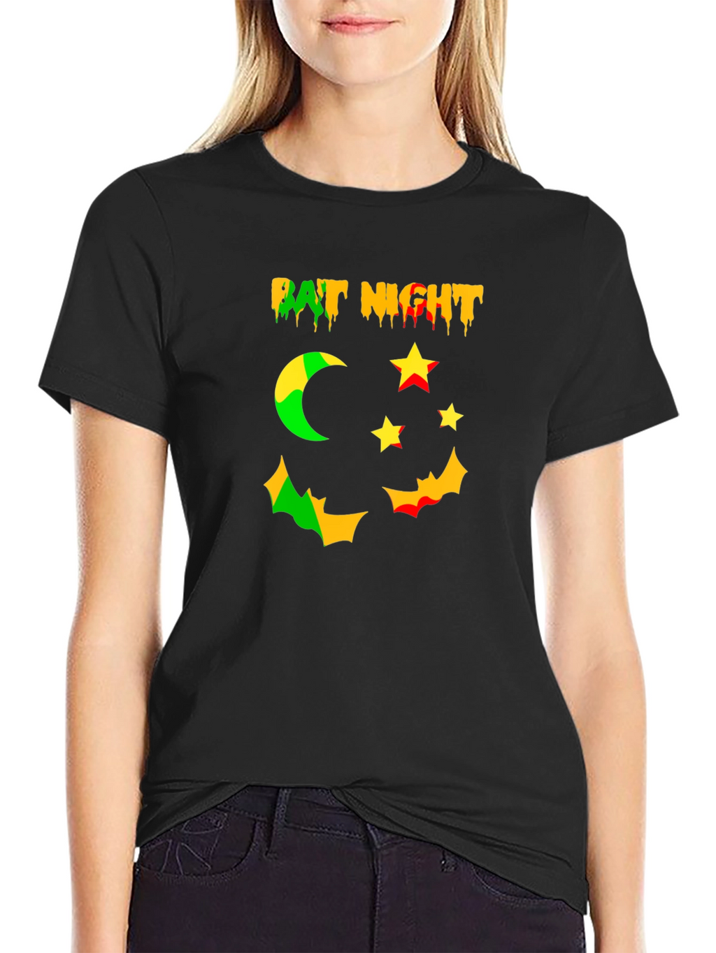 Bat Night Graphic Tee - Spooky Season Shirt