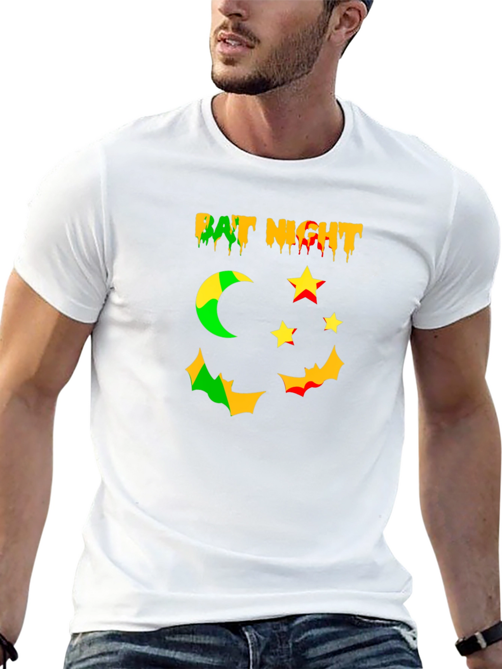 Bat Night Graphic Tee - Spooky Season Shirt