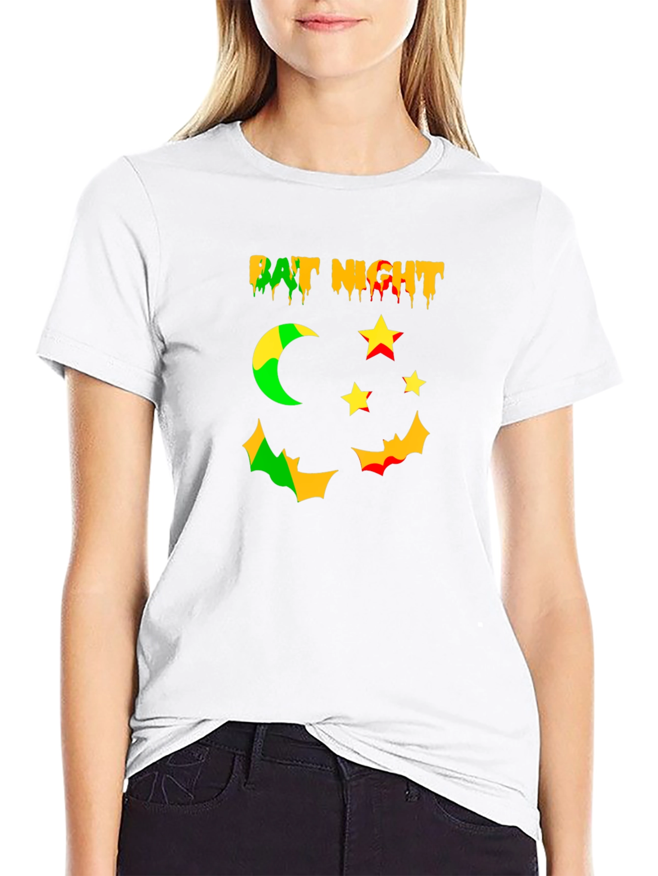Bat Night Graphic Tee - Spooky Season Shirt