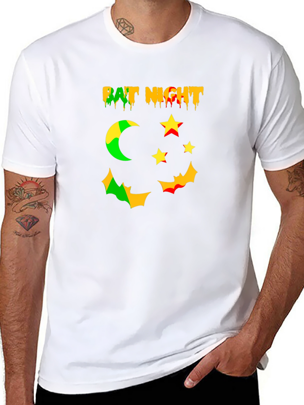 Bat Night Graphic Tee - Spooky Season Shirt
