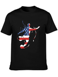 American Flag Soccer Player Mens Black Graphic Tee