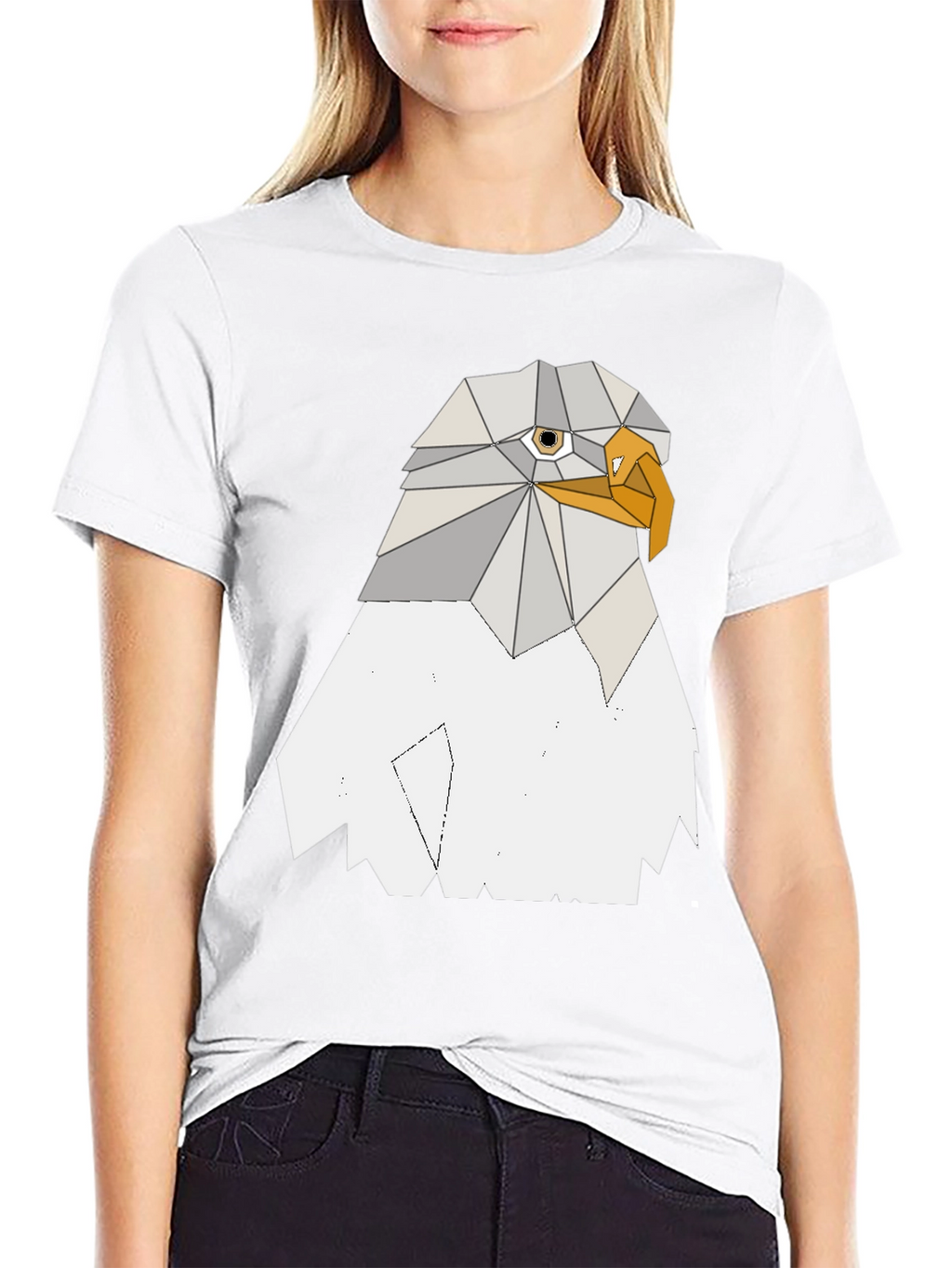 Geometric Eagle Graphic Tee - Cool Poly Art Design
