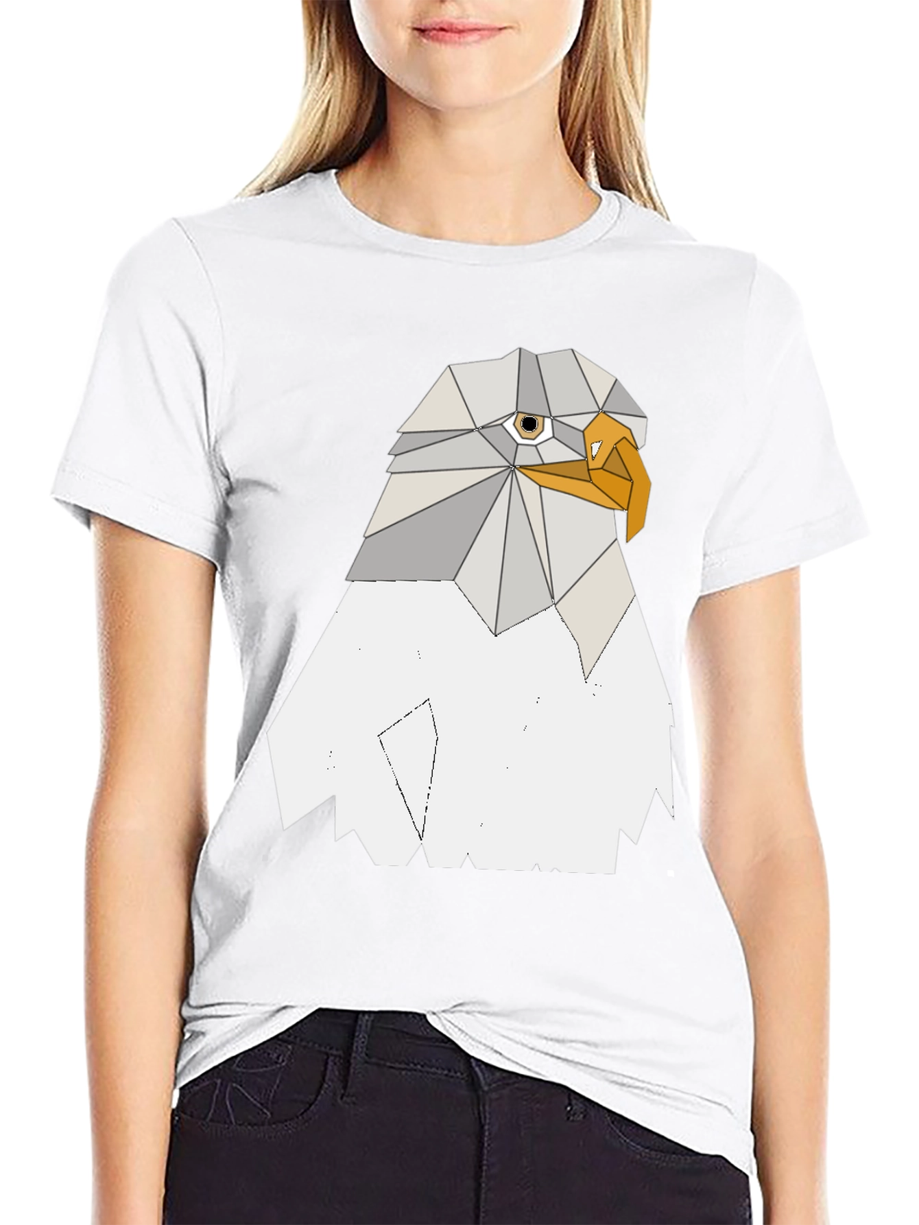 Geometric Eagle Graphic Tee - Cool Poly Art Design