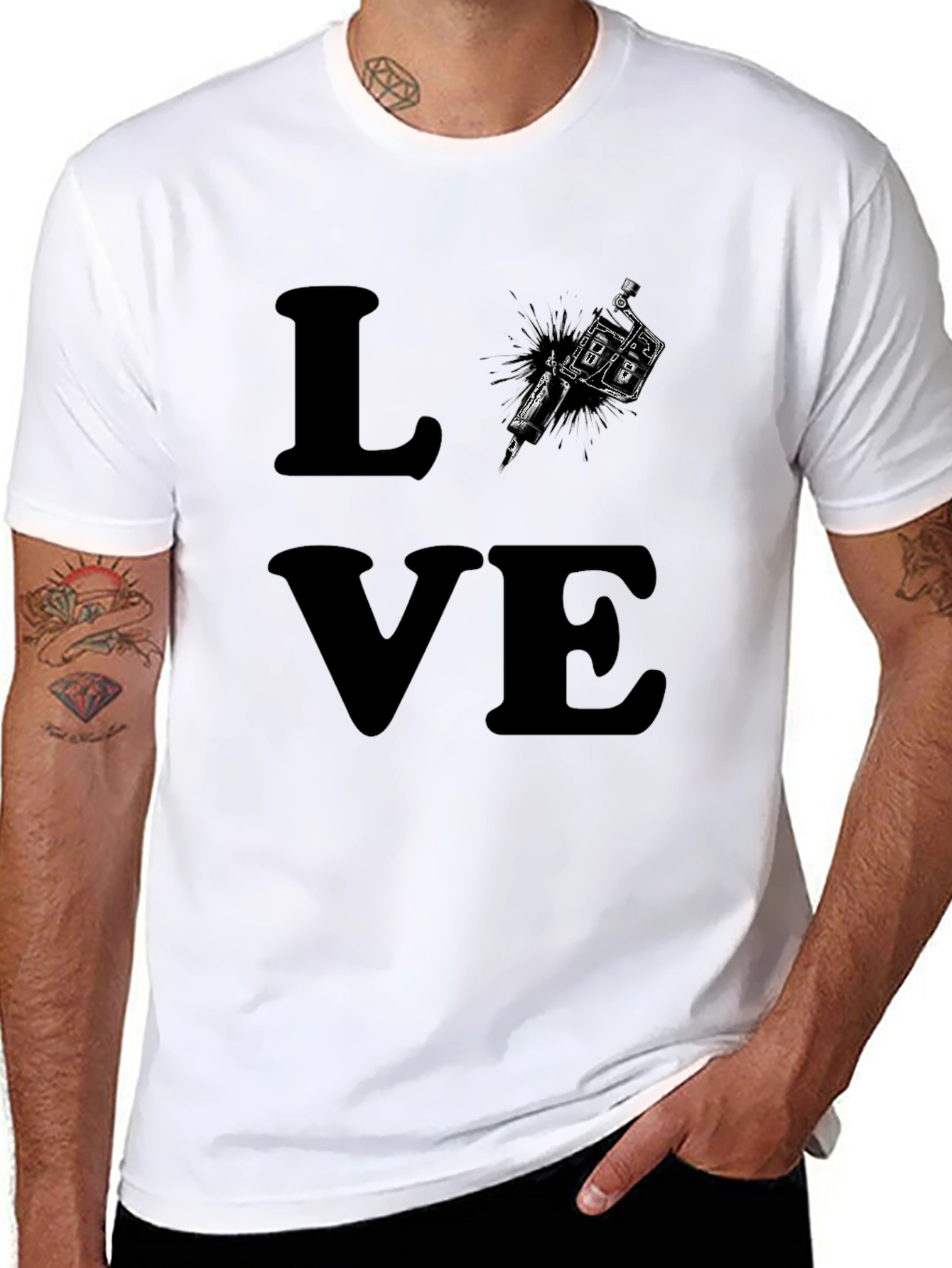 Tattoo LOVE Graphic Tee - Black Cotton T-Shirt