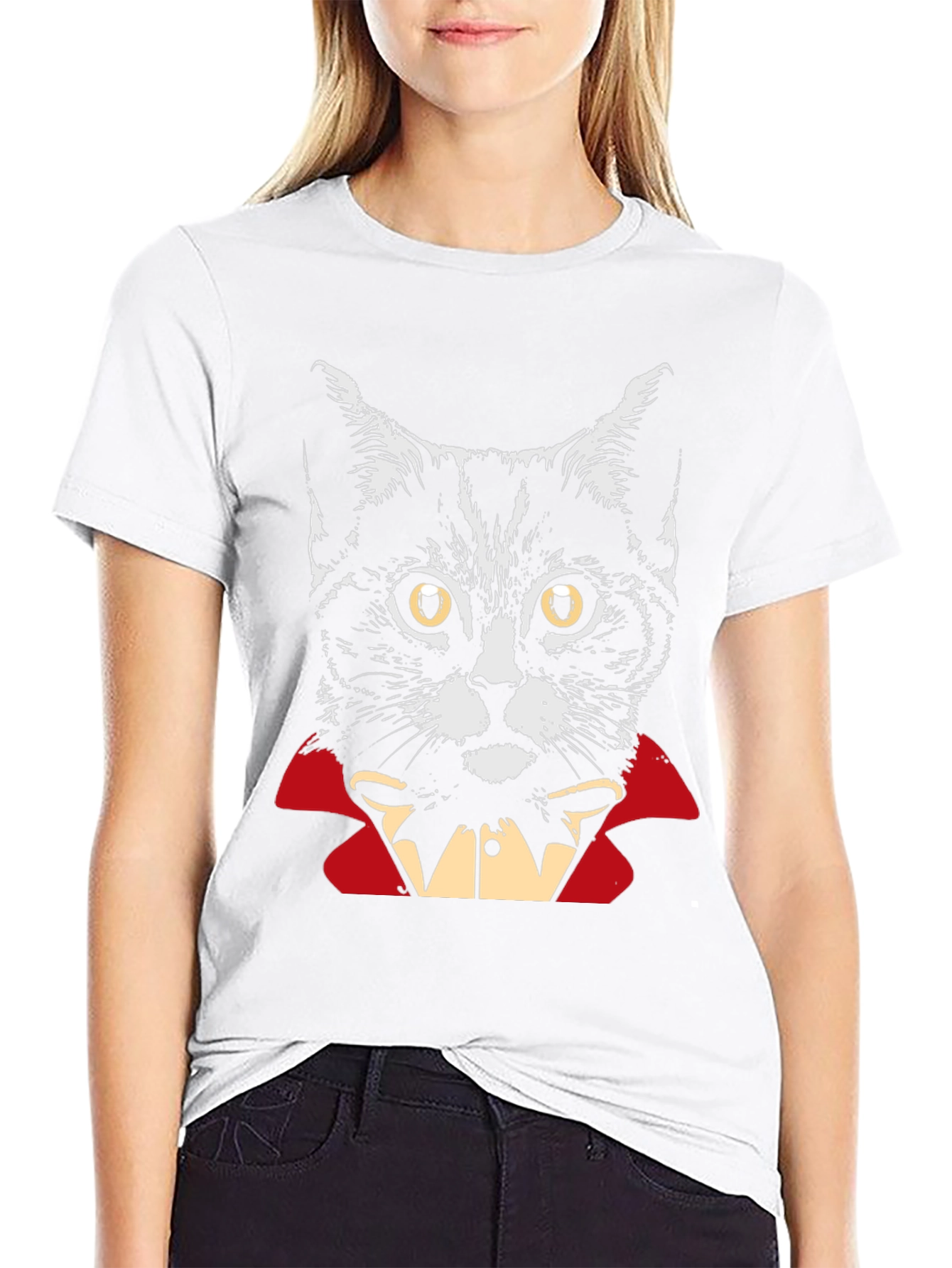 Vampire Cat Graphic T-Shirt - Halloween Costume Tee