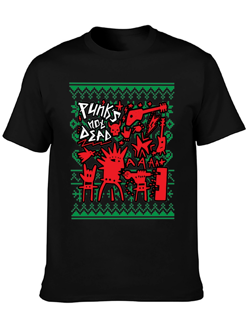 Punks Not Dead Ugly Christmas Sweater Style T-Shirt