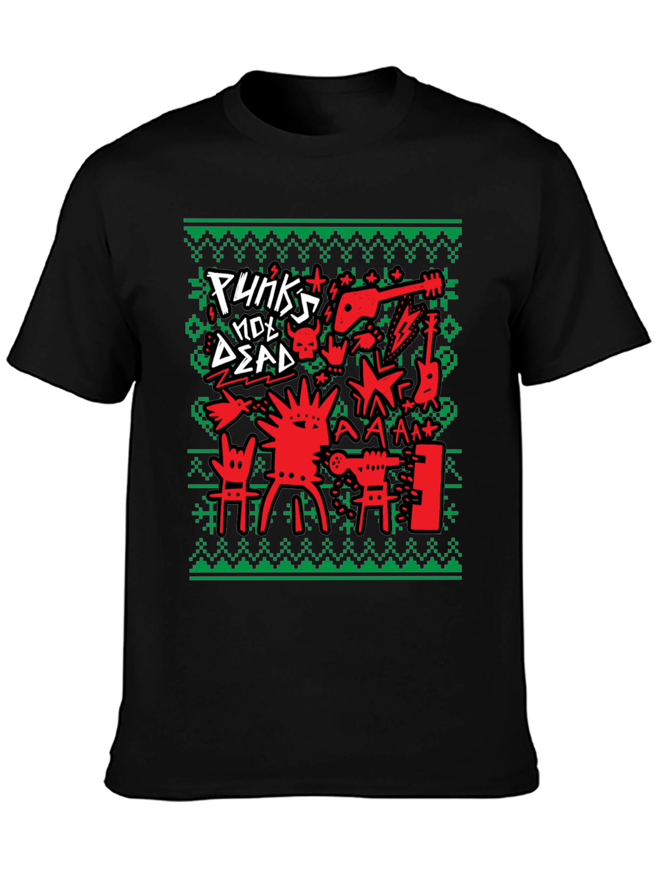 Punks Not Dead Ugly Christmas Sweater Style T-Shirt