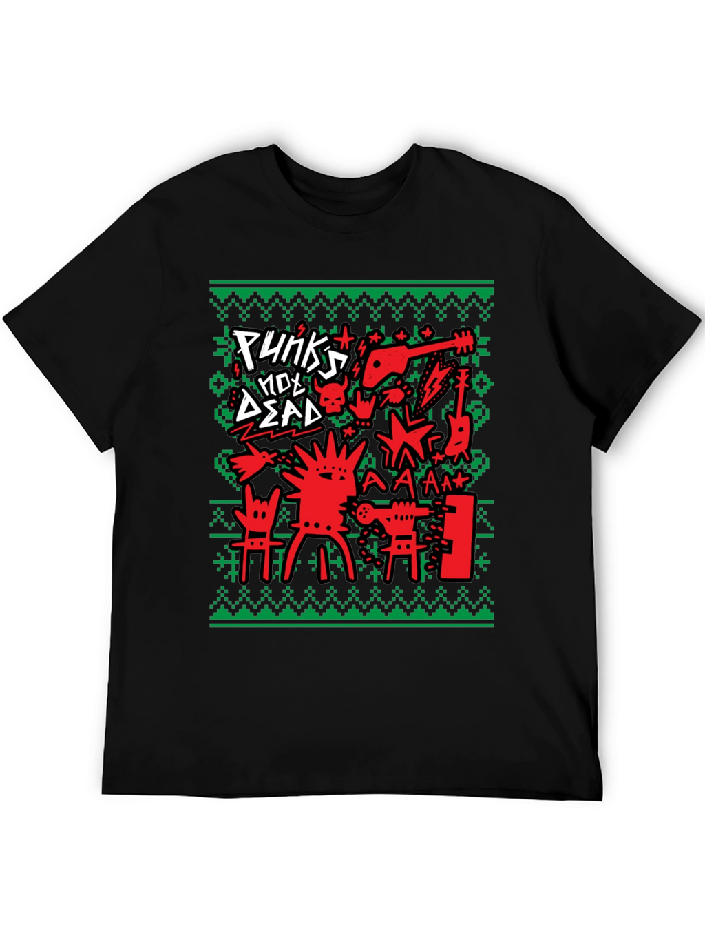 Punks Not Dead Ugly Christmas Sweater Style T-Shirt