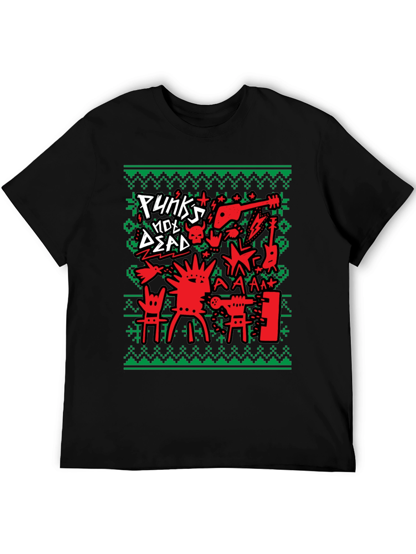 Punks Not Dead Ugly Christmas Sweater Style T-Shirt