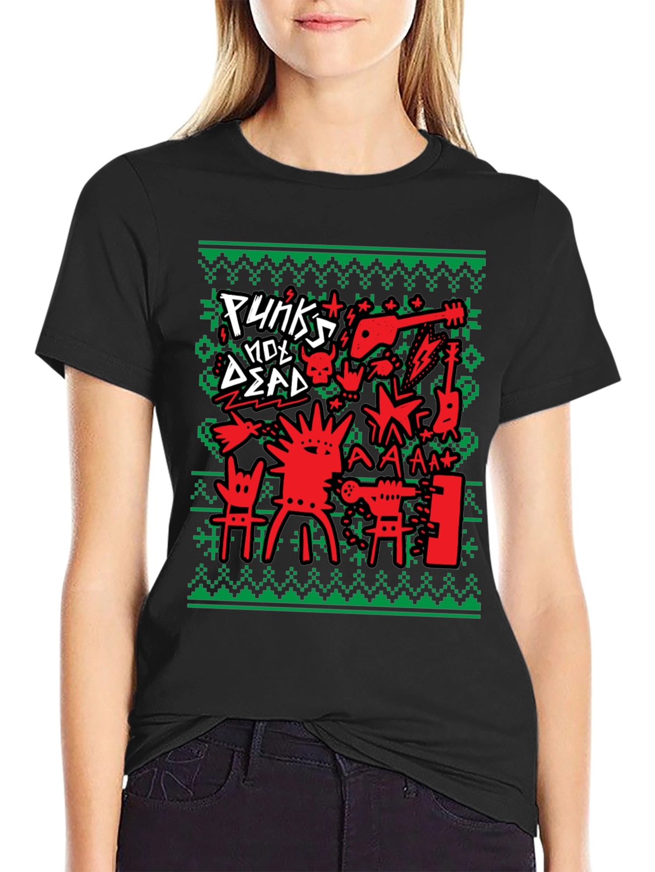Punks Not Dead Ugly Christmas Sweater Style T-Shirt