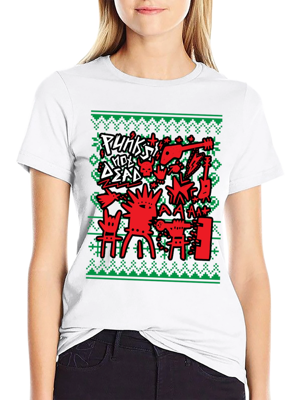 Punks Not Dead Ugly Christmas Sweater Style T-Shirt