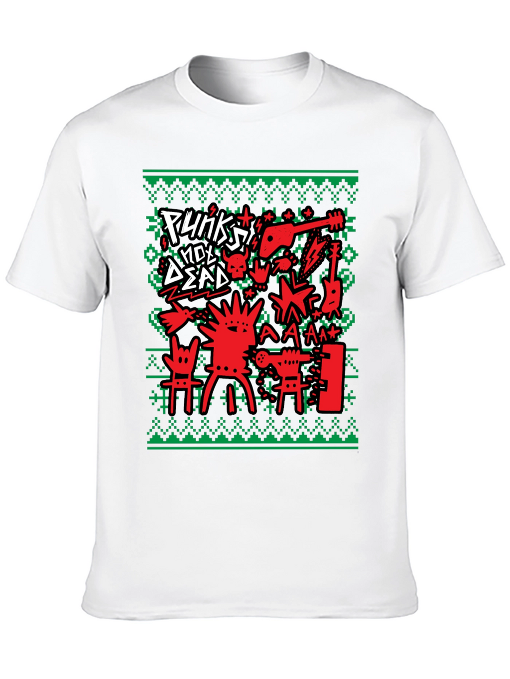 Punks Not Dead Ugly Christmas Sweater Style T-Shirt