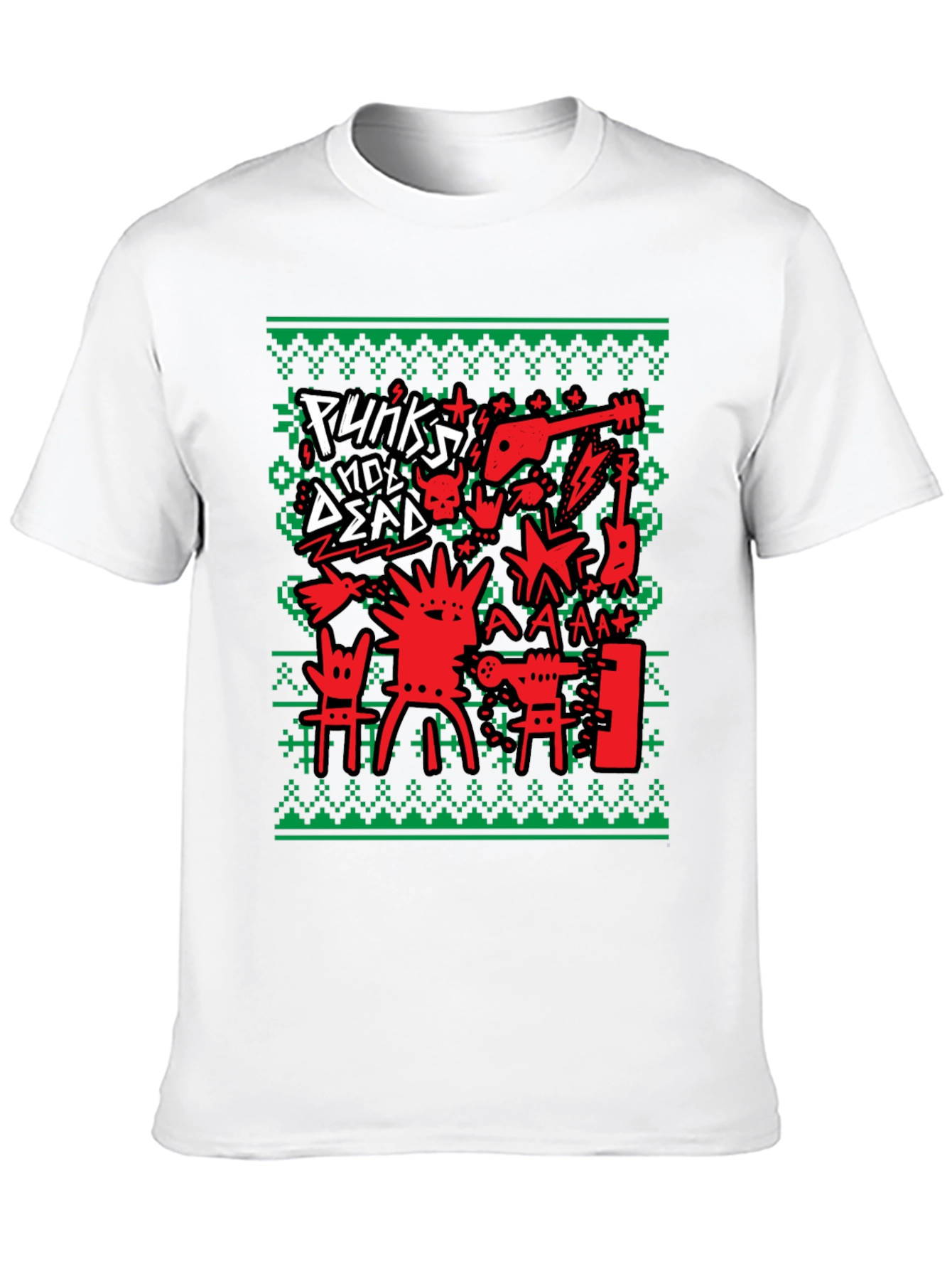 Punks Not Dead Ugly Christmas Sweater Style T-Shirt