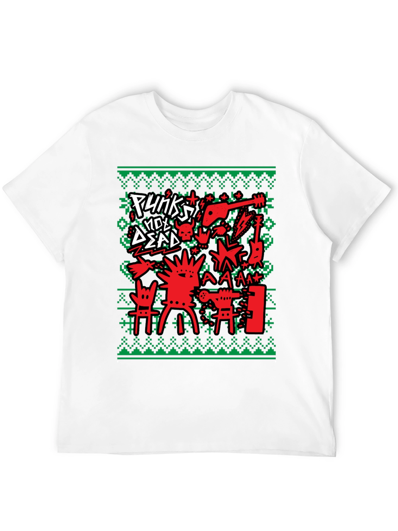 Punks Not Dead Ugly Christmas Sweater Style T-Shirt