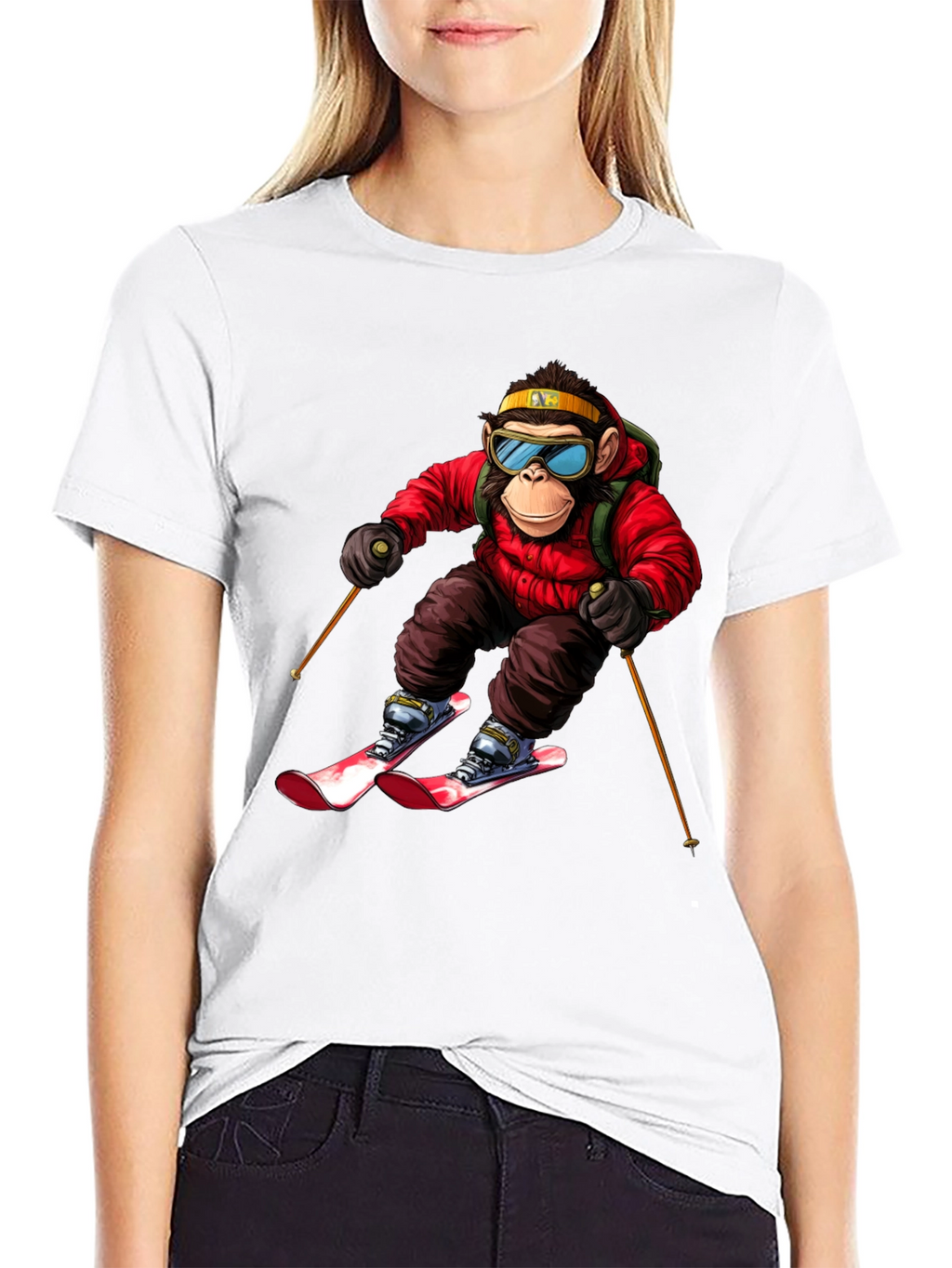 Monkey Skiing T-Shirt - Unique Graphic Tee