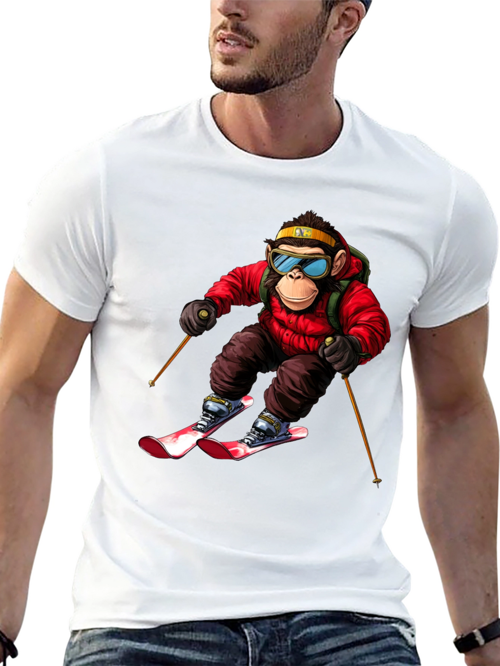 Monkey Skiing T-Shirt - Unique Graphic Tee