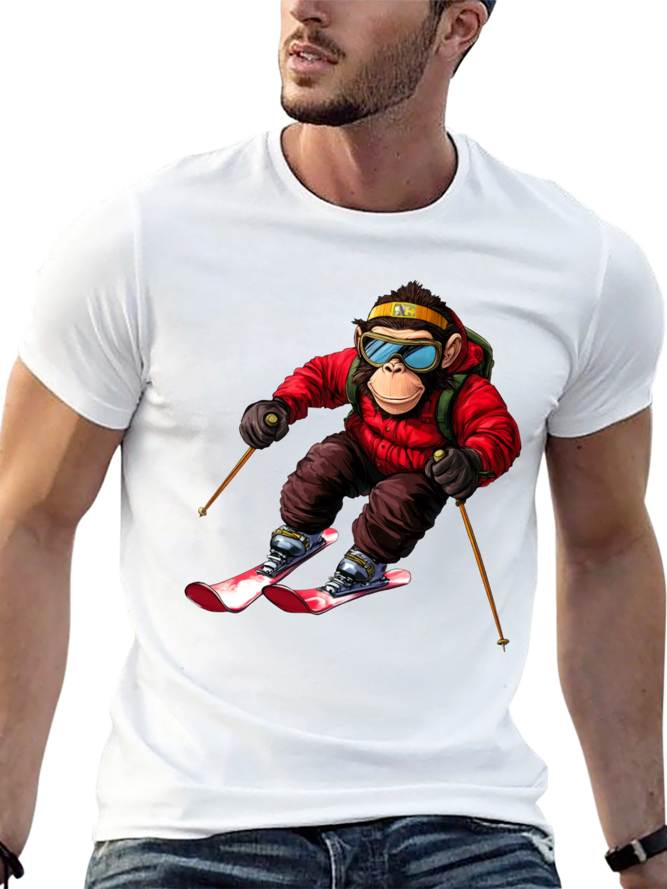 Monkey Skiing T-Shirt - Unique Graphic Tee