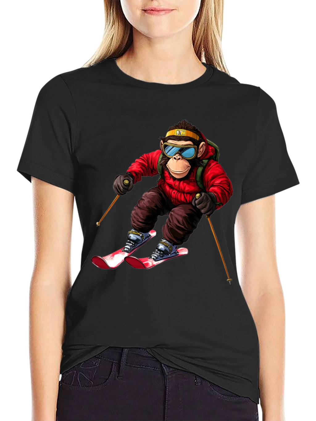Monkey Skiing T-Shirt - Unique Graphic Tee