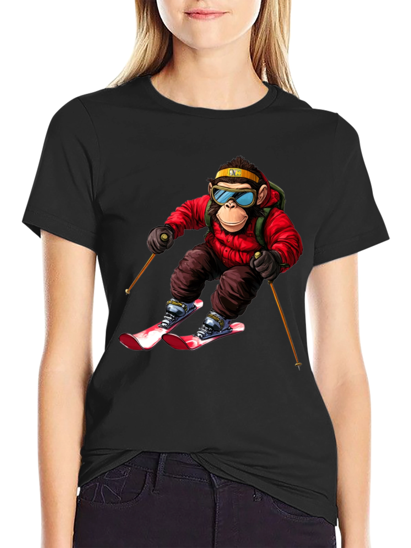 Monkey Skiing T-Shirt - Unique Graphic Tee