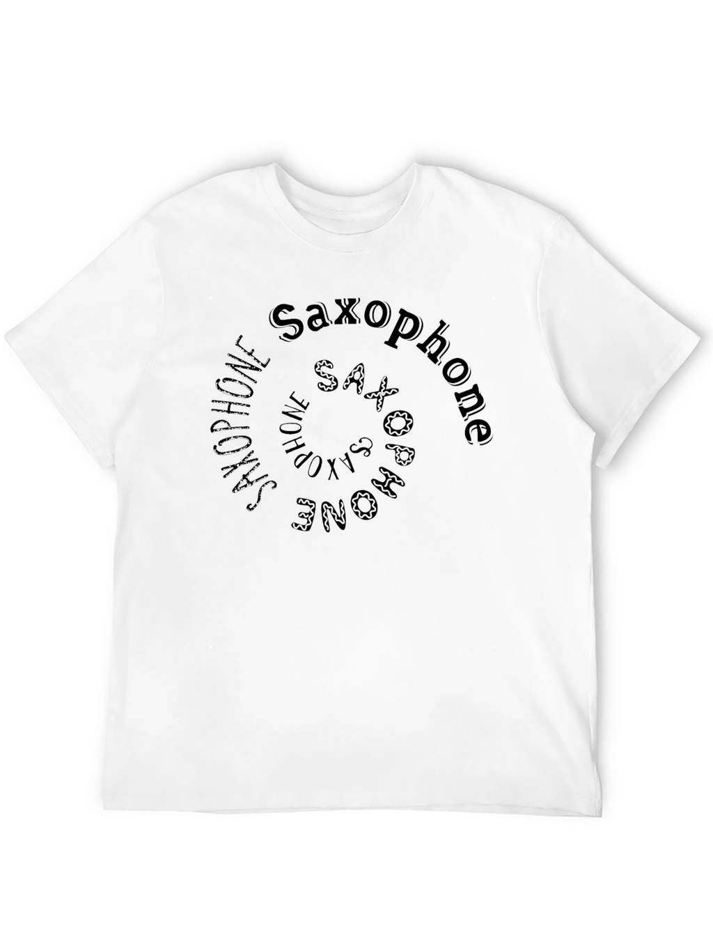 Saxophone Spiral Graphic Print Black T-Shirt