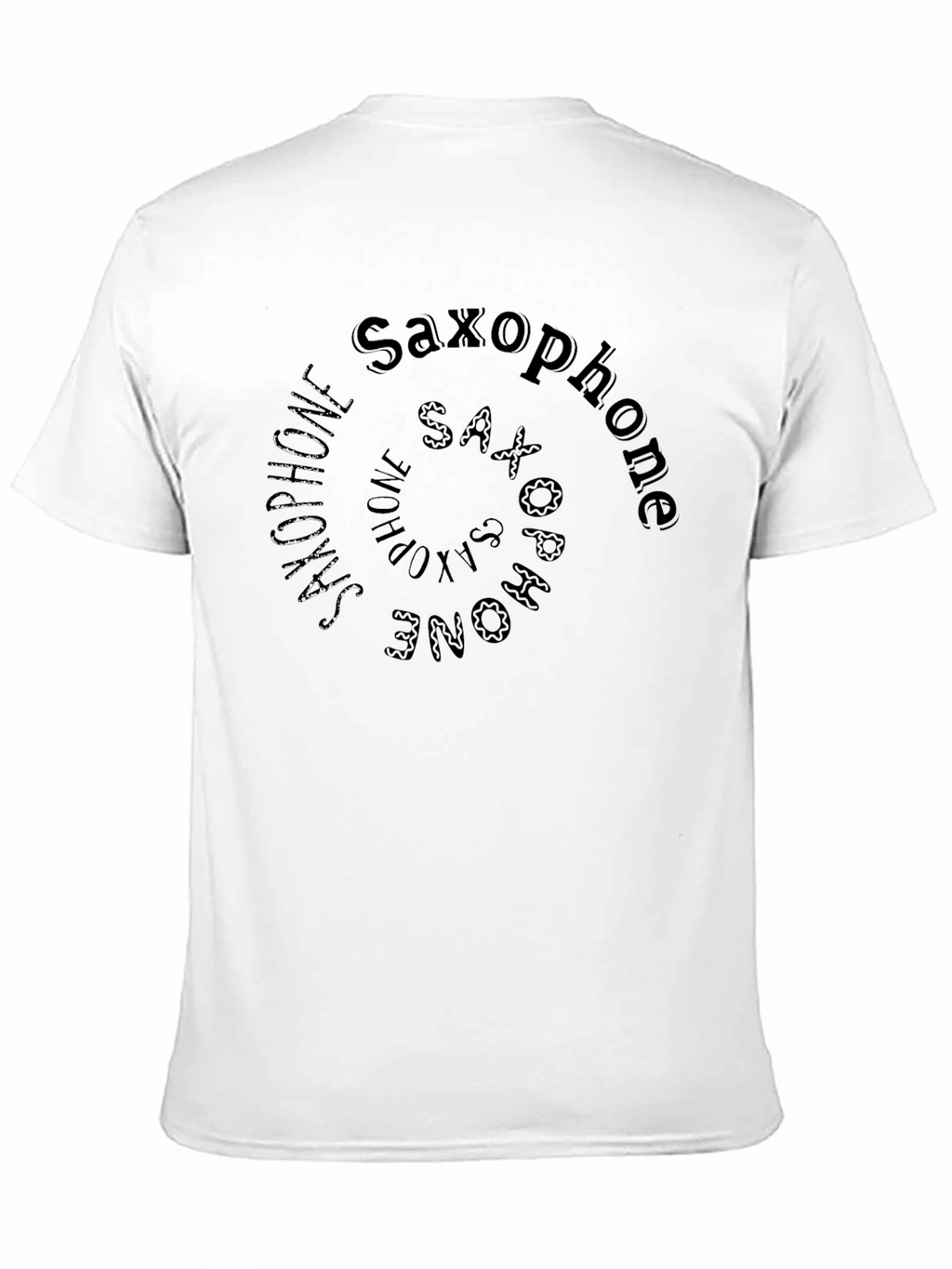 Saxophone Spiral Graphic Print Black T-Shirt