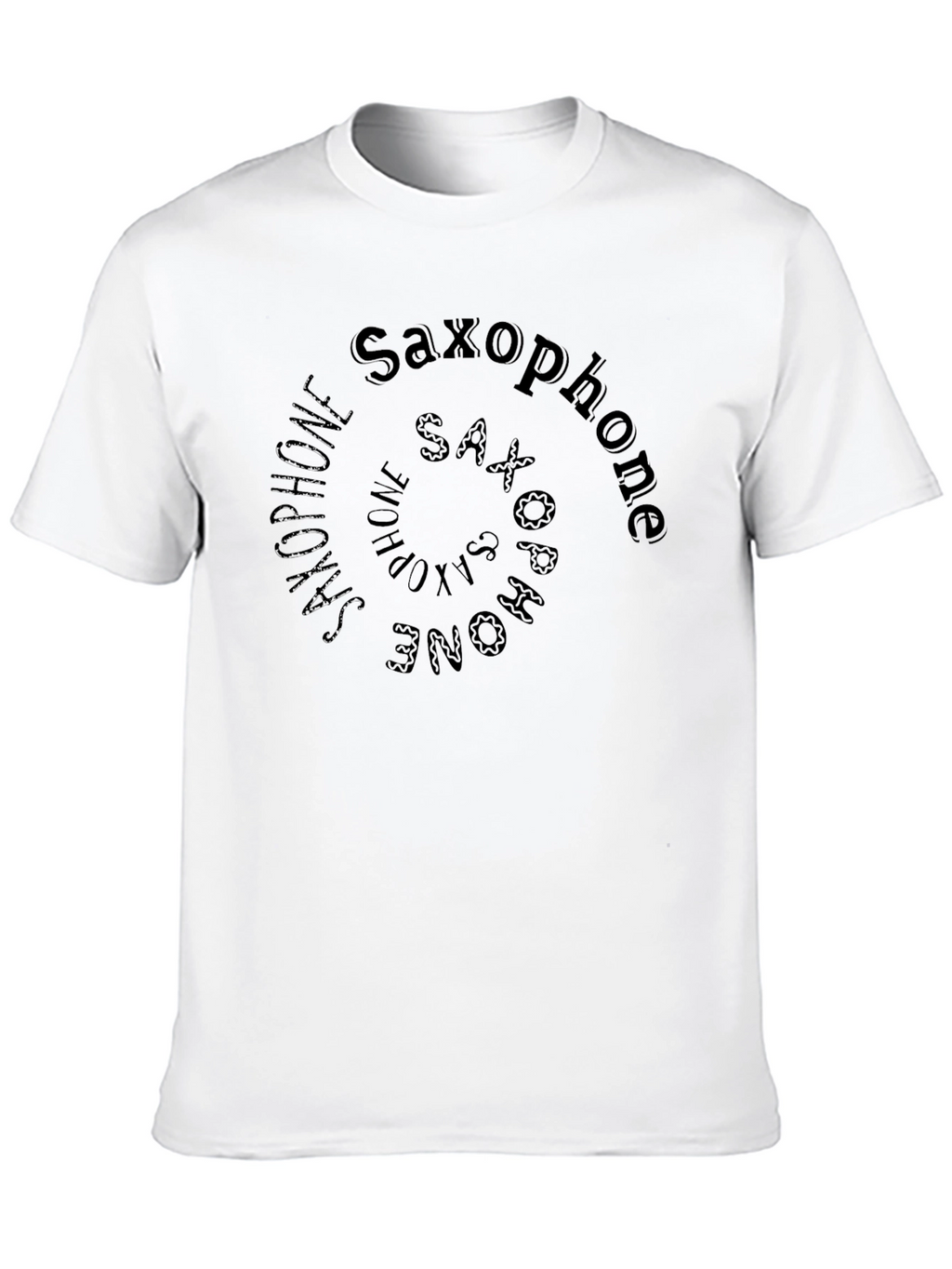 Saxophone Spiral Graphic Print Black T-Shirt