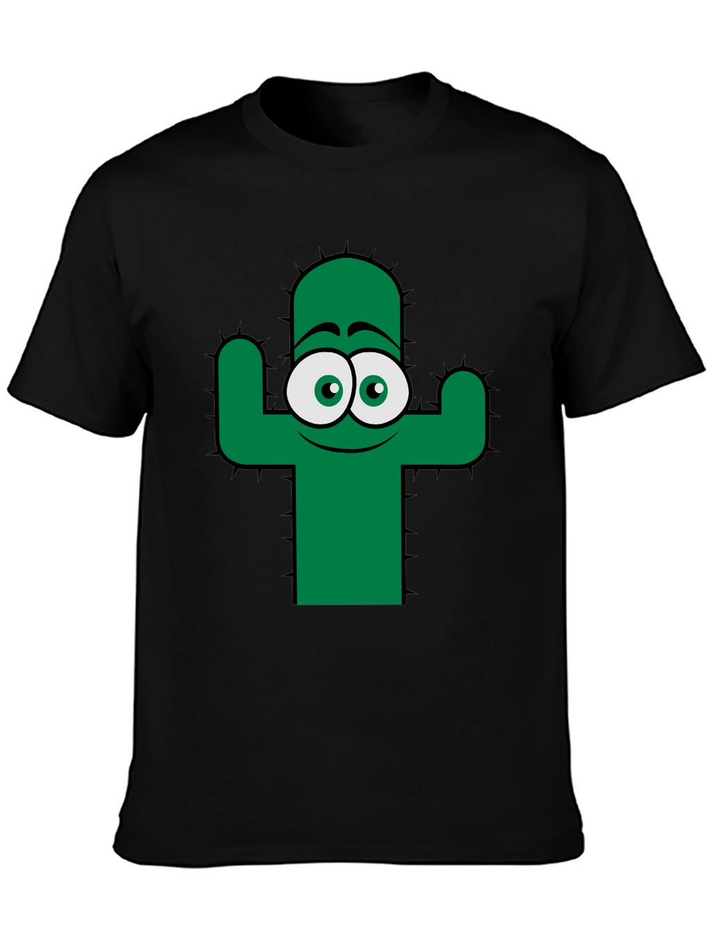 Funny Cactus Graphic Tee - Black Cotton T-Shirt
