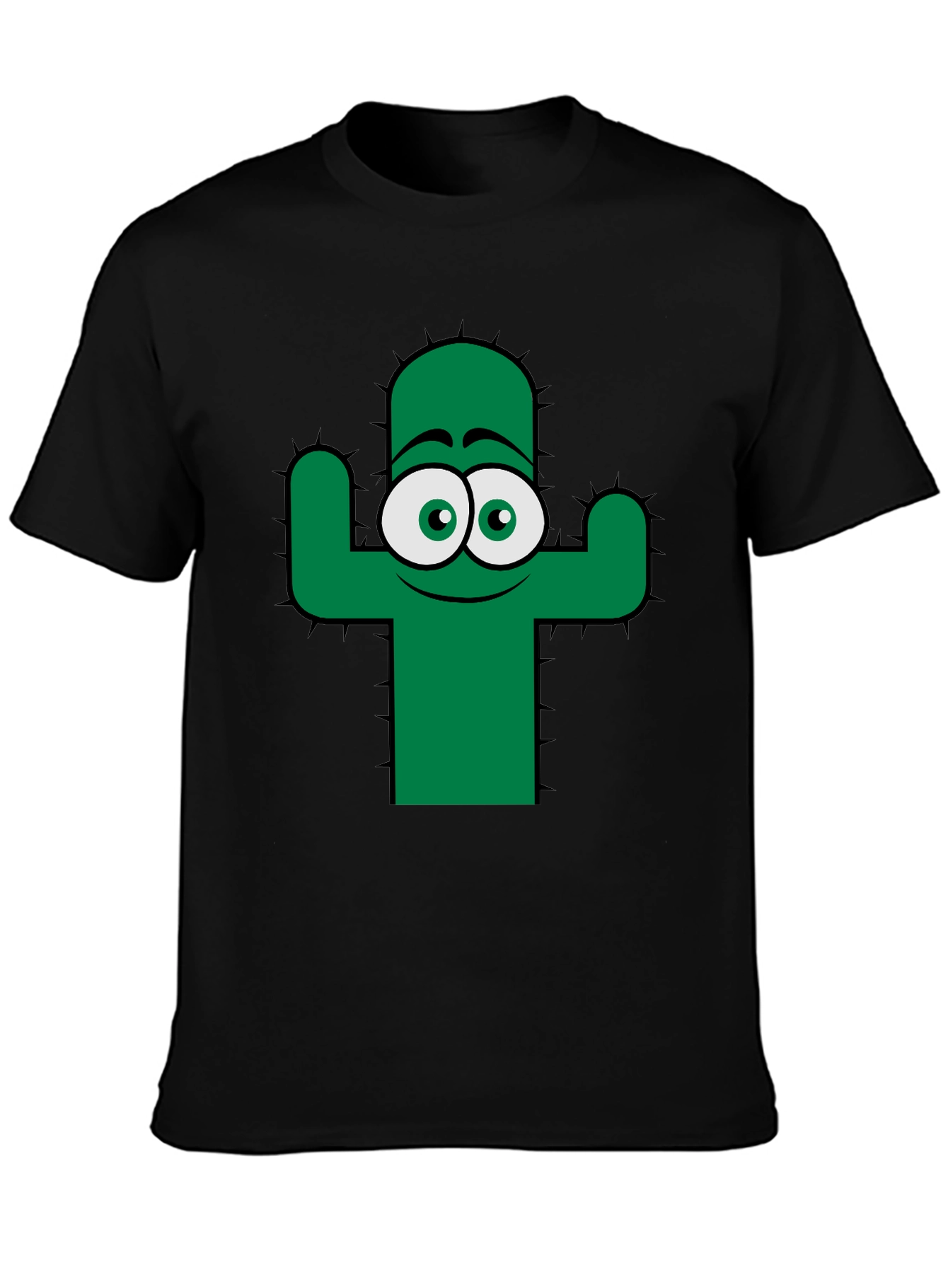Funny Cactus Graphic Tee - Black Cotton T-Shirt
