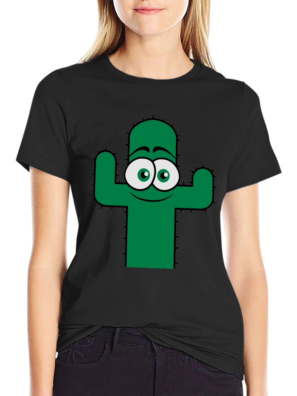 Funny Cactus Graphic Tee - Black Cotton T-Shirt