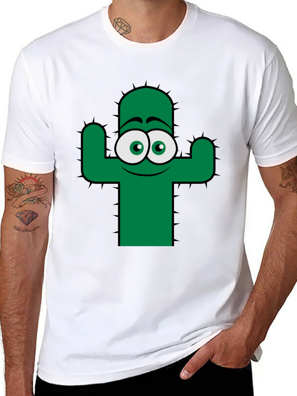 Funny Cactus Graphic Tee - Black Cotton T-Shirt