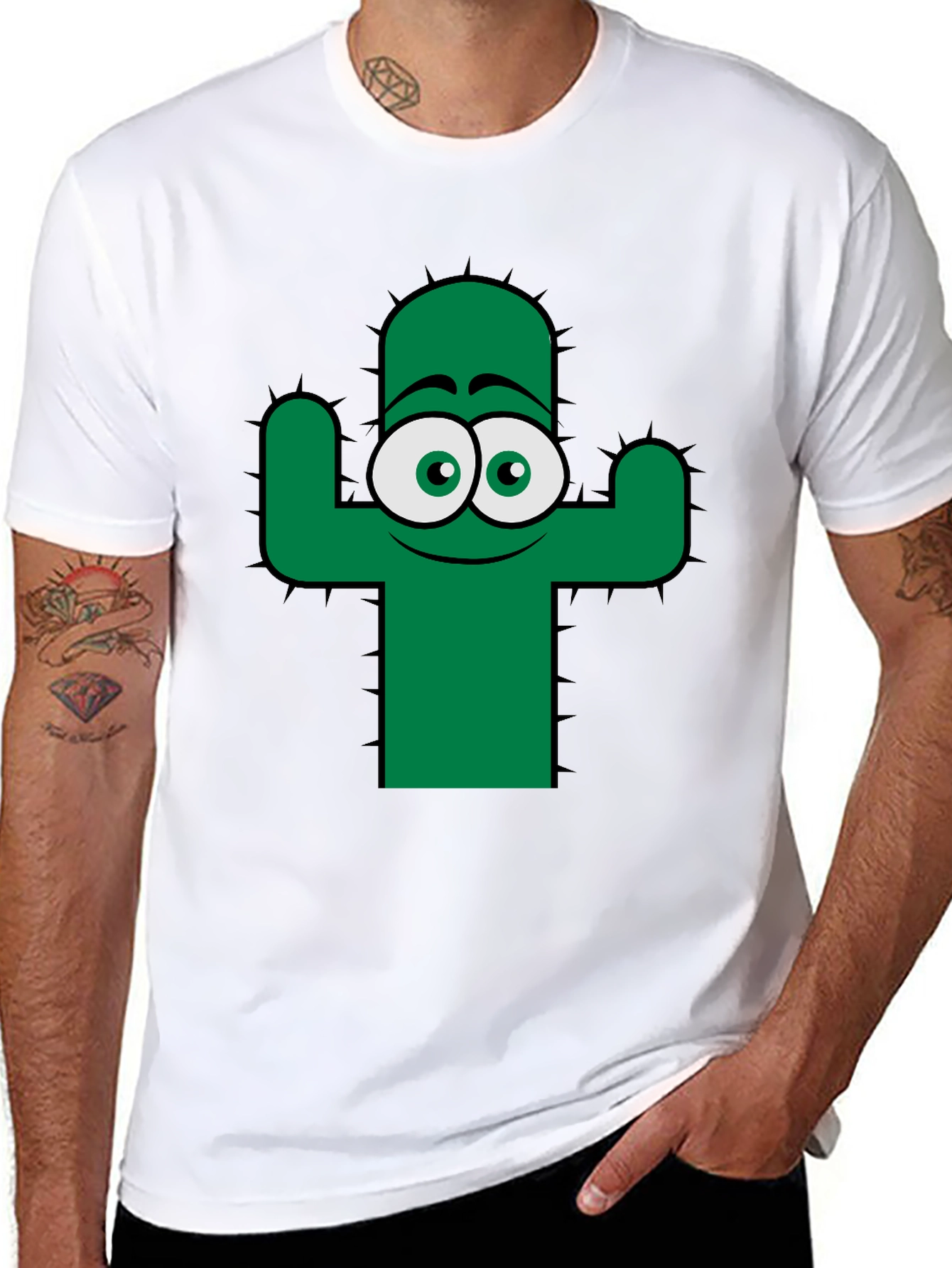 Funny Cactus Graphic Tee - Black Cotton T-Shirt