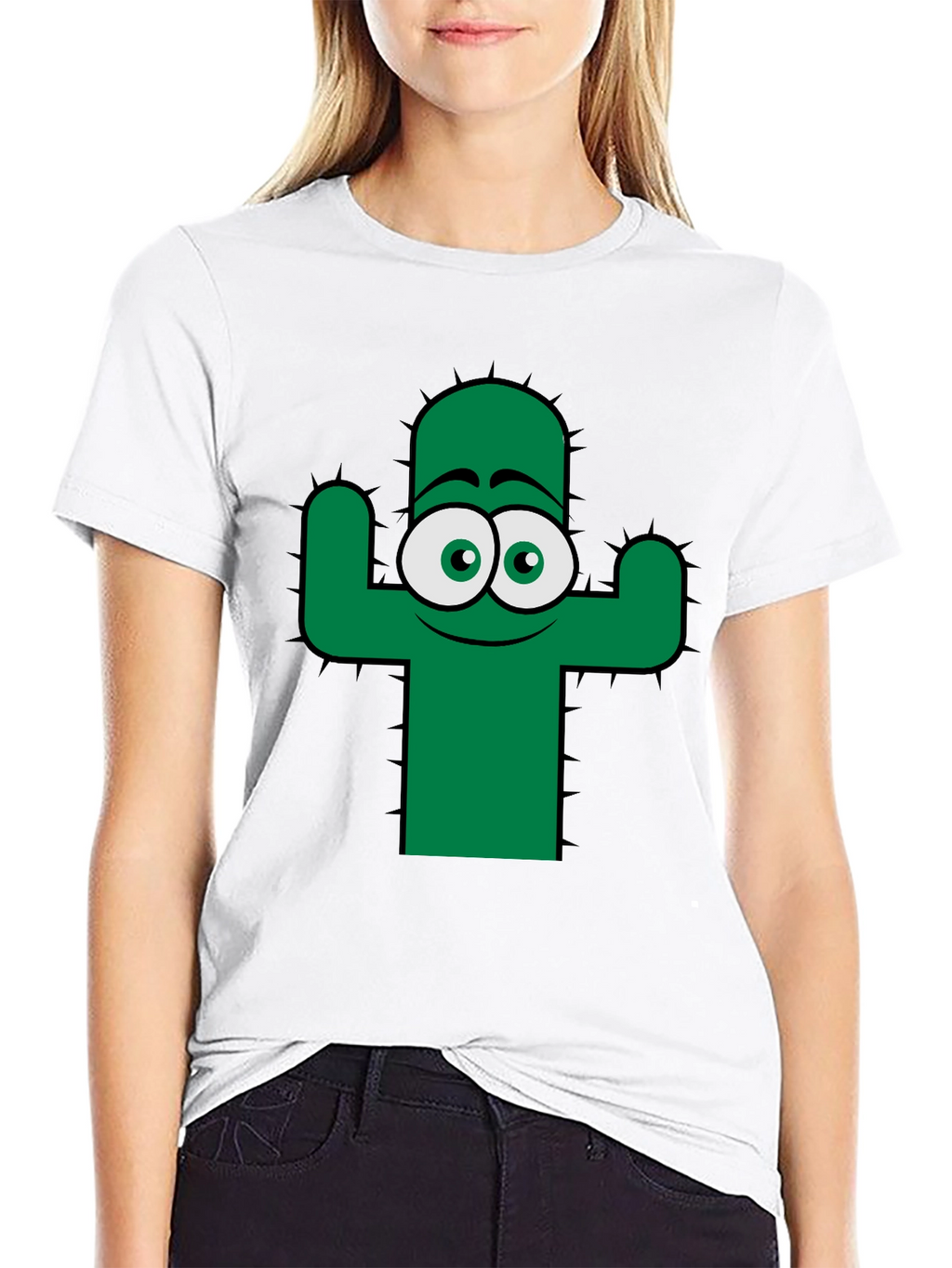 Funny Cactus Graphic Tee - Black Cotton T-Shirt