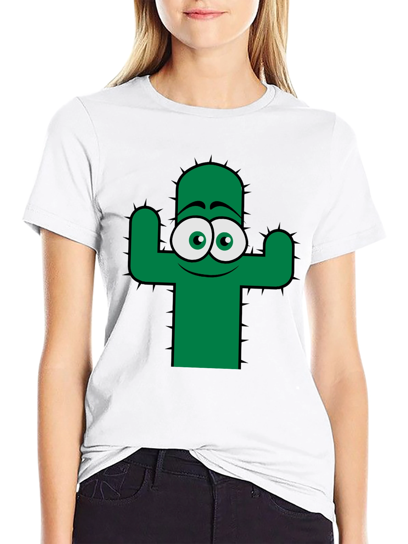 Funny Cactus Graphic Tee - Black Cotton T-Shirt