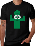 Funny Cactus Graphic Tee - Black Cotton T-Shirt