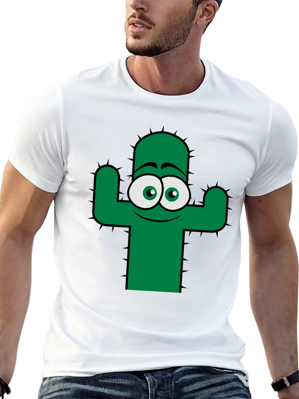 Funny Cactus Graphic Tee - Black Cotton T-Shirt