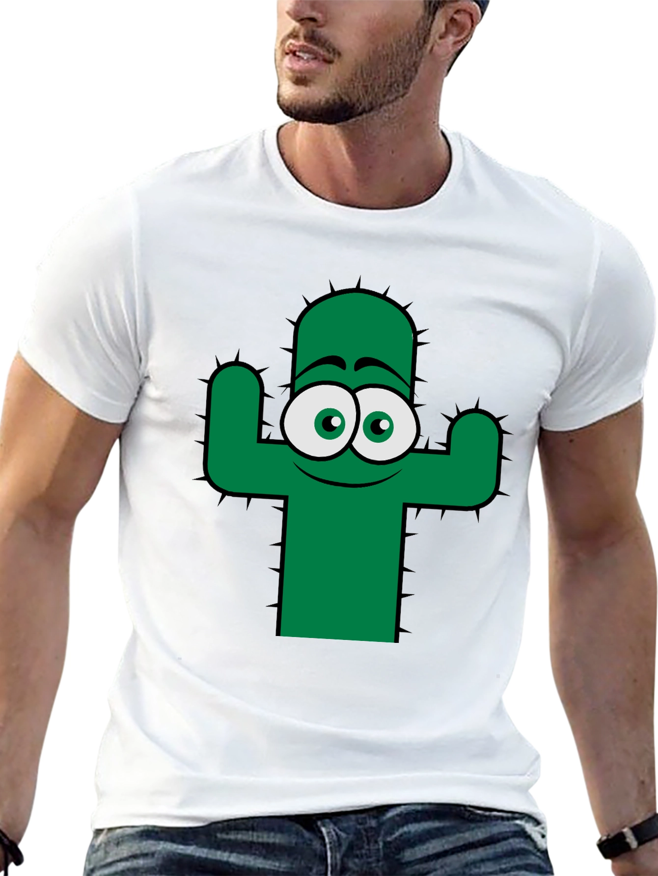 Funny Cactus Graphic Tee - Black Cotton T-Shirt