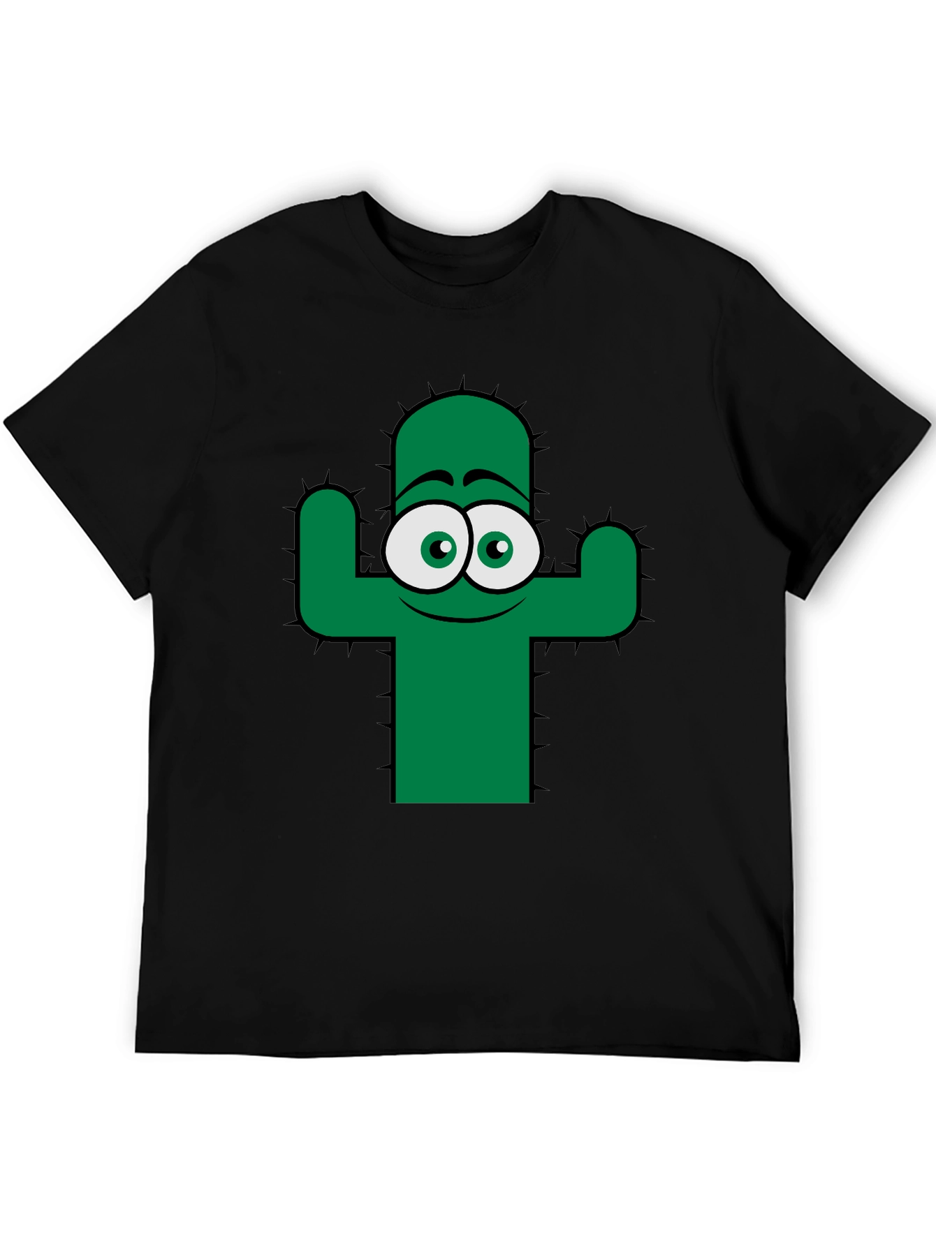 Funny Cactus Graphic Tee - Black Cotton T-Shirt