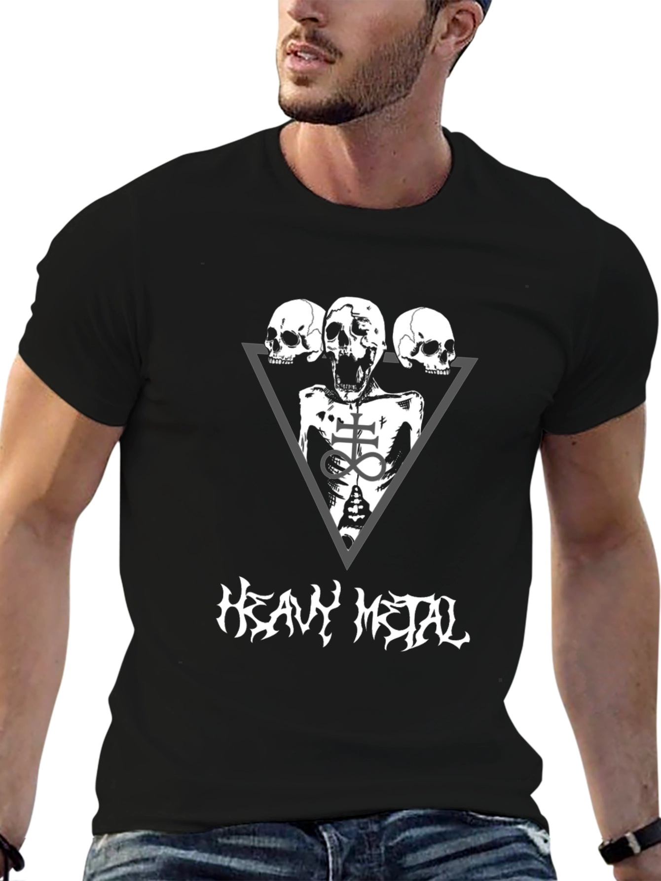 Black Heavy Metal Skeleton T-Shirt