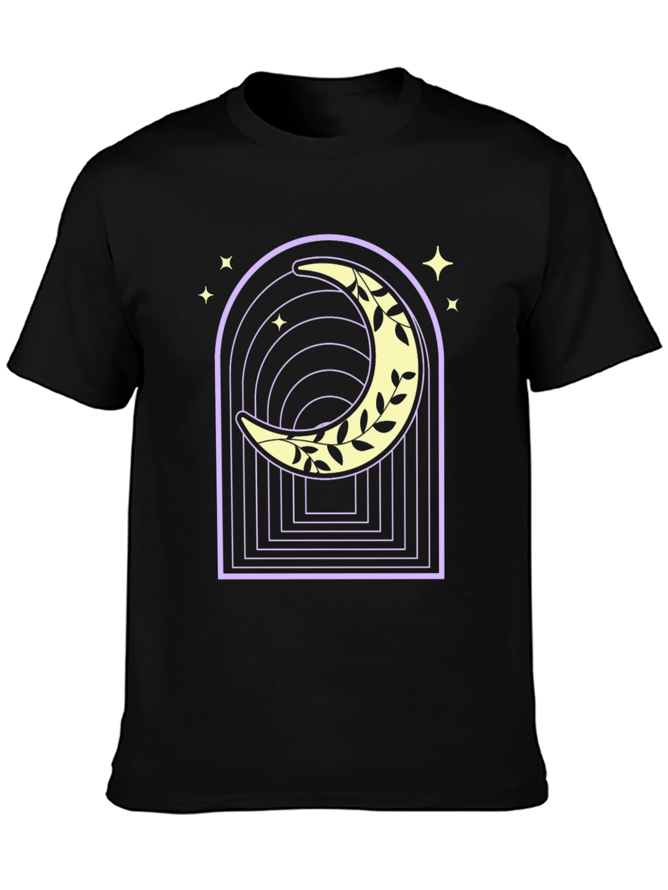 Moon & Vines Graphic Tee - Black Cotton