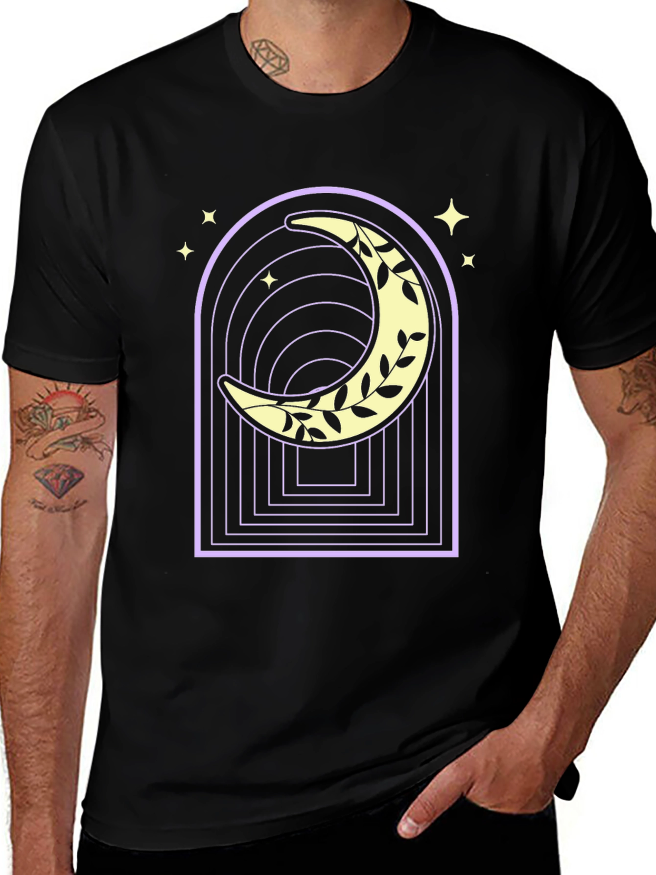 Moon & Vines Graphic Tee - Black Cotton