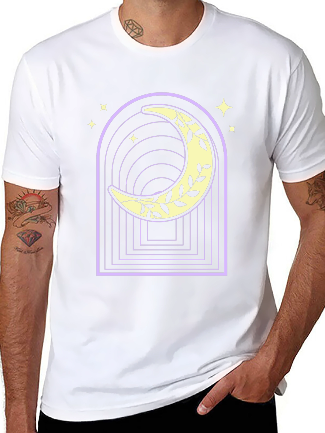 Moon & Vines Graphic Tee - Black Cotton