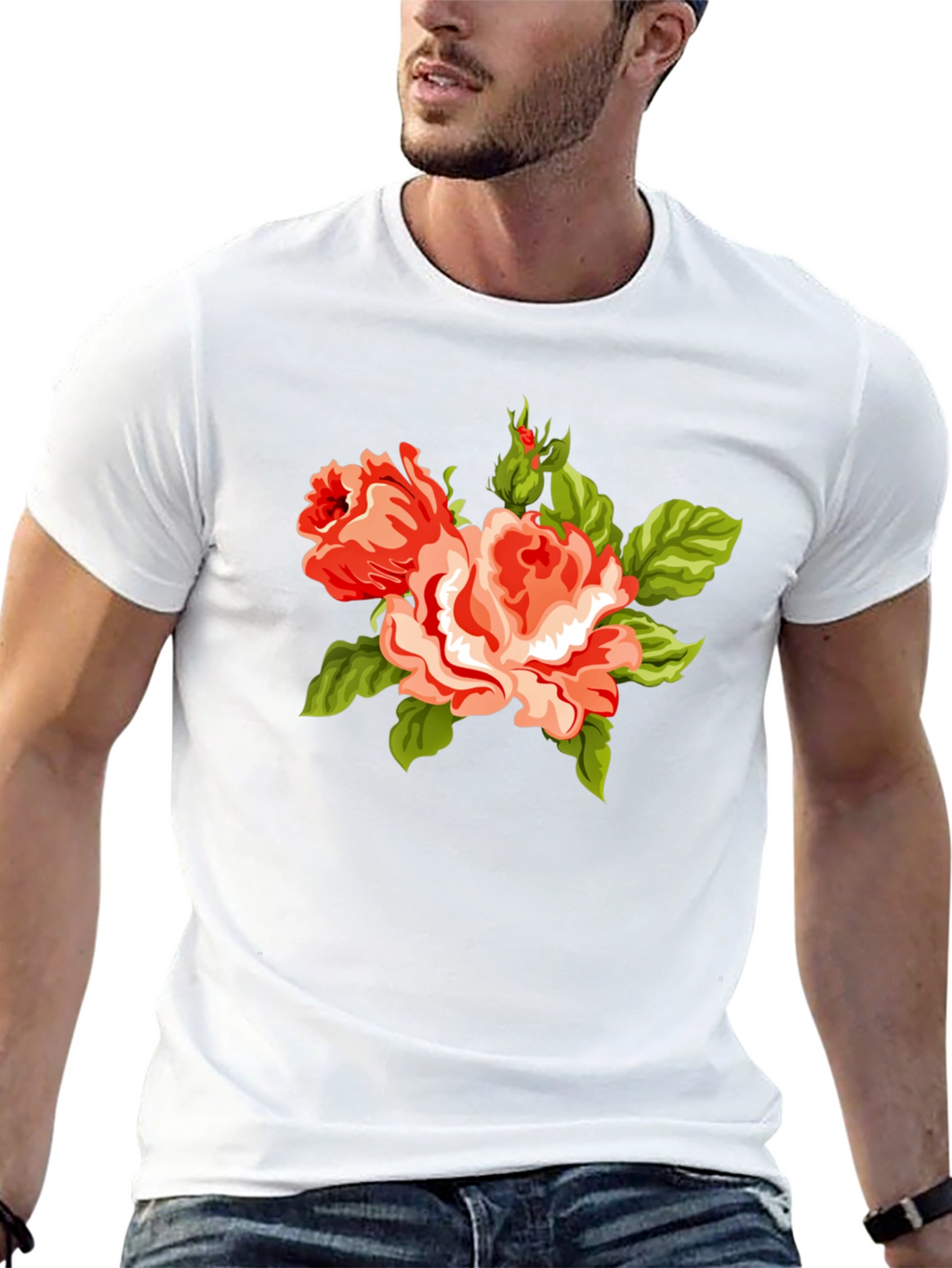 Floral Roses Graphic Black Tee