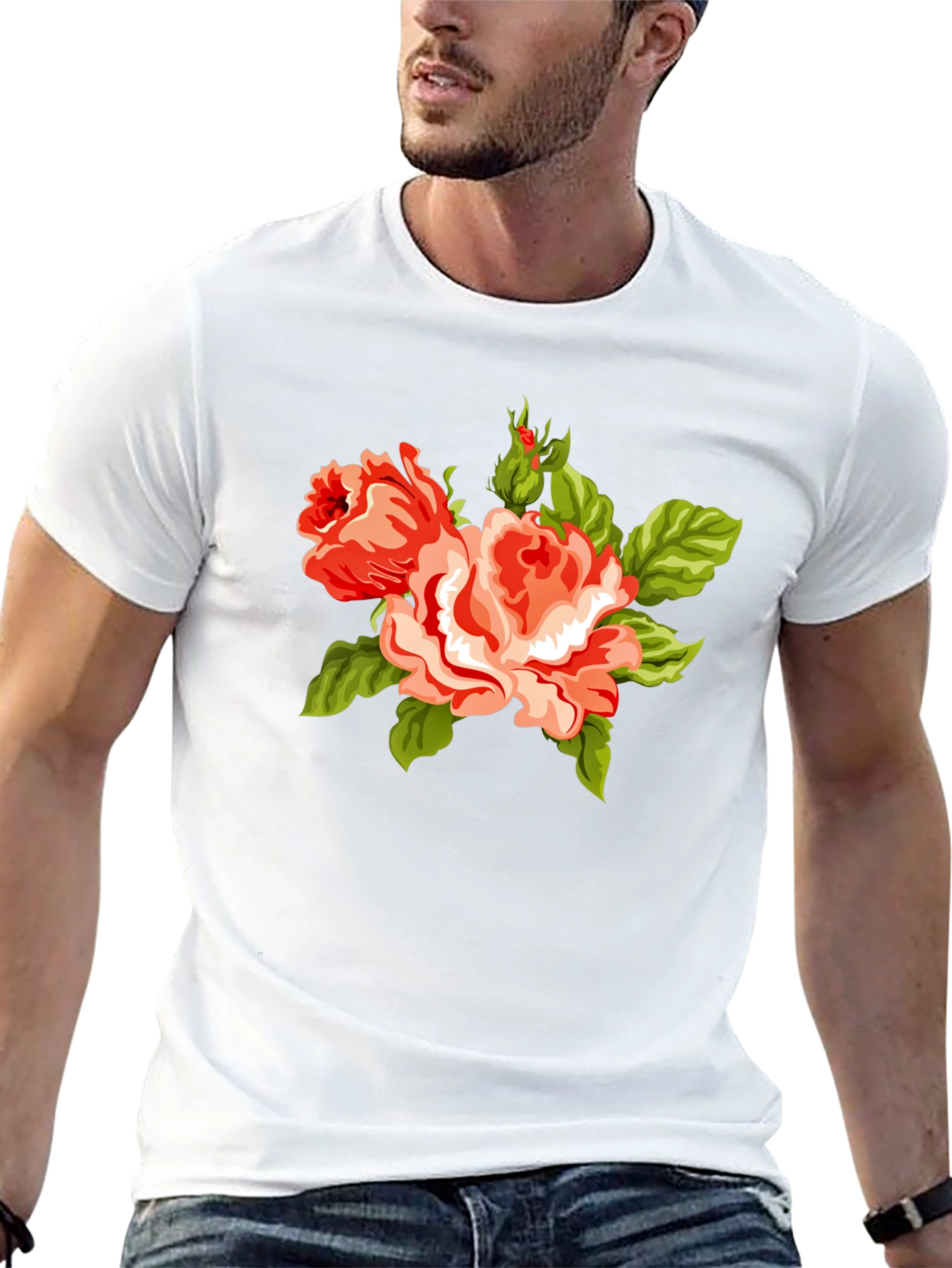 Floral Roses Graphic Black Tee