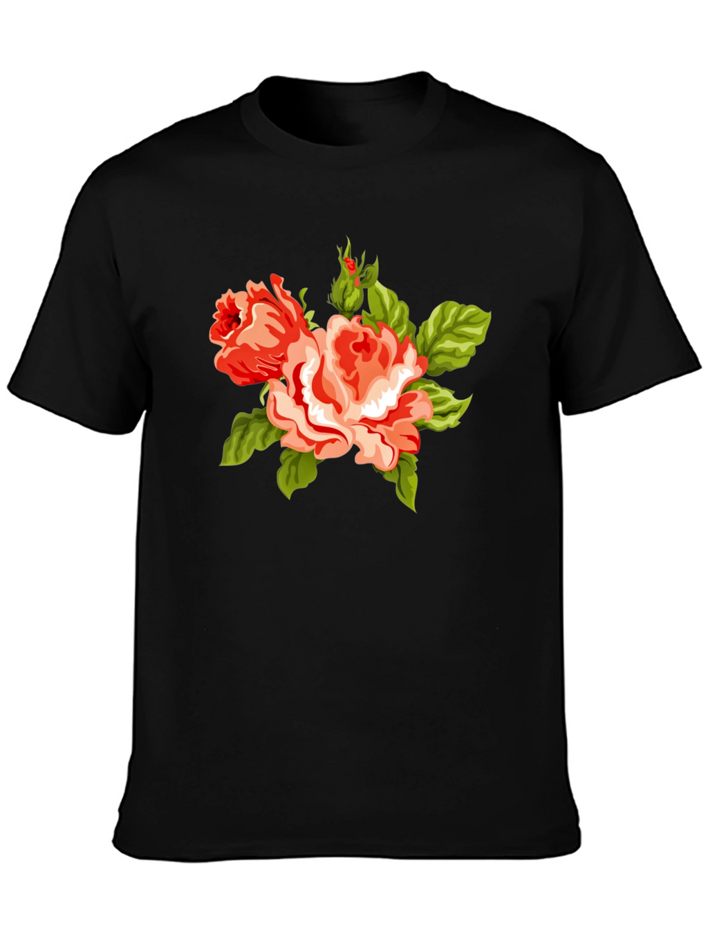 Floral Roses Graphic Black Tee