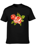 Floral Roses Graphic Black Tee