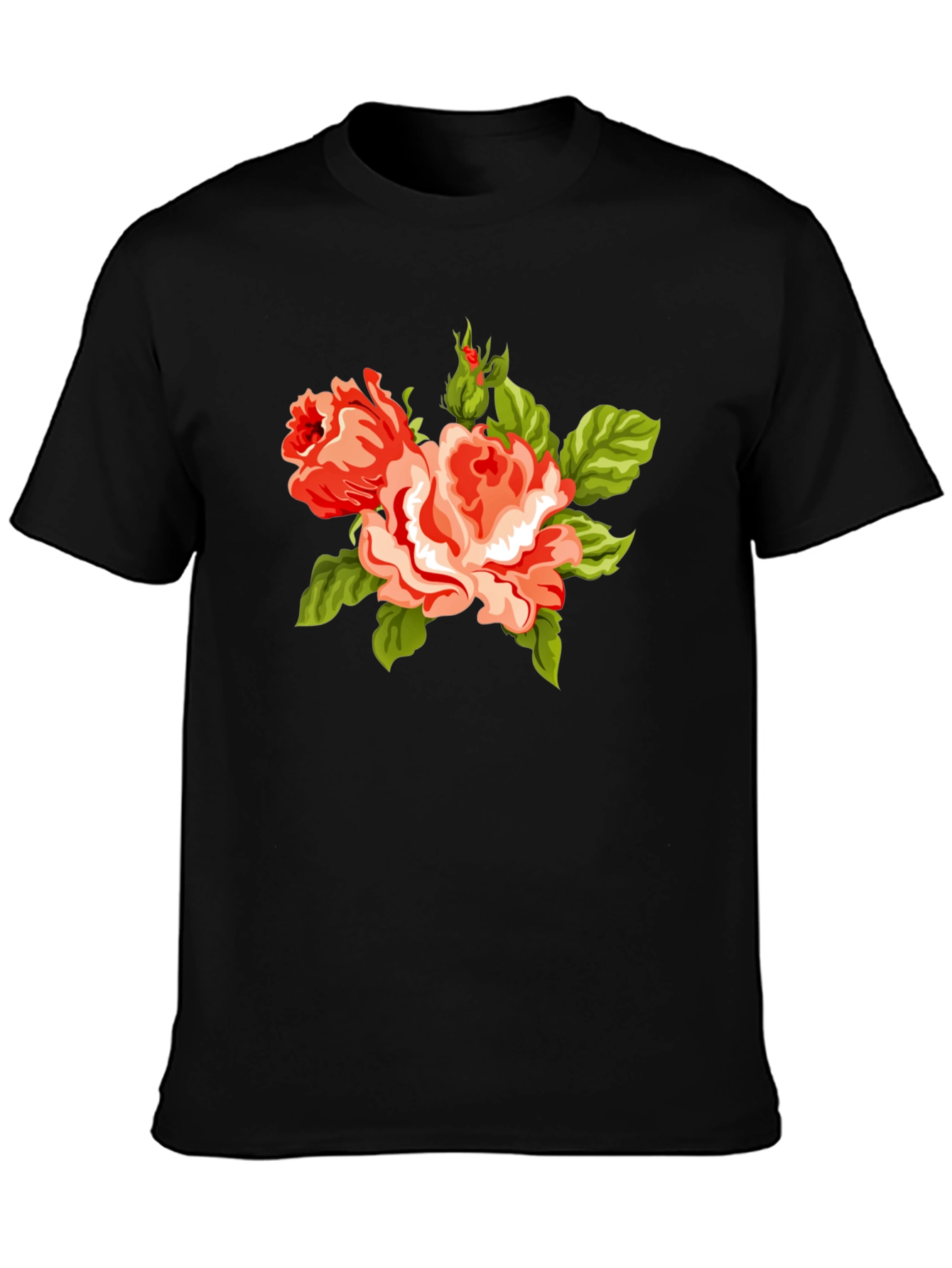 Floral Roses Graphic Black Tee