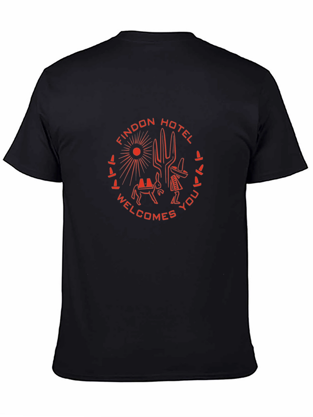 Findon Hotel Graphic Tee - Desert Motif Black T-Shirt