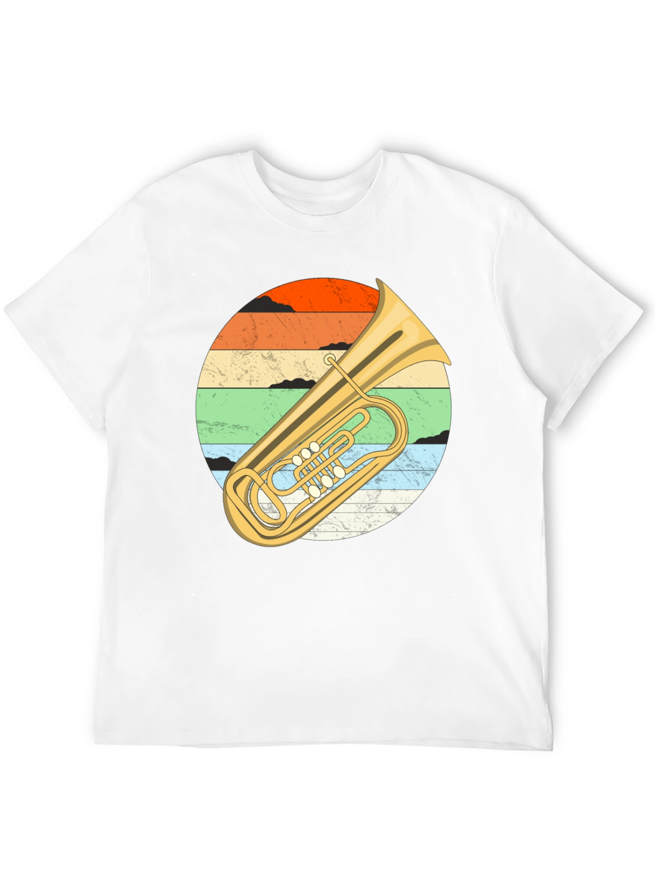 Vintage Tuba Sunset Graphic Tee - Musicians Black T-Shirt