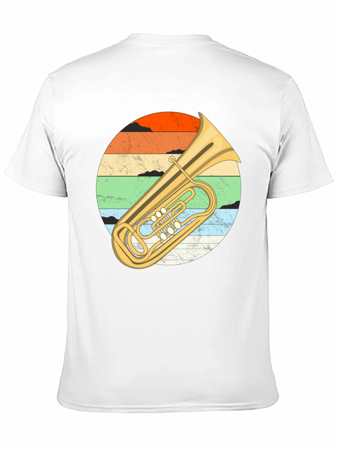 Vintage Tuba Sunset Graphic Tee - Musicians Black T-Shirt